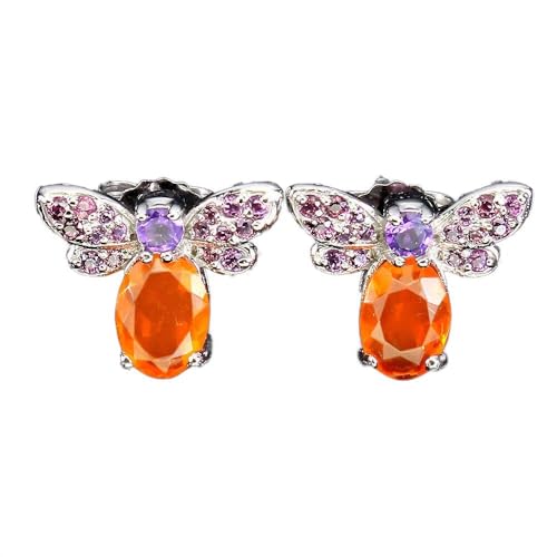925 Biene Ohrringe Fein Granat Amethyst Opal Orange 3 von Generic