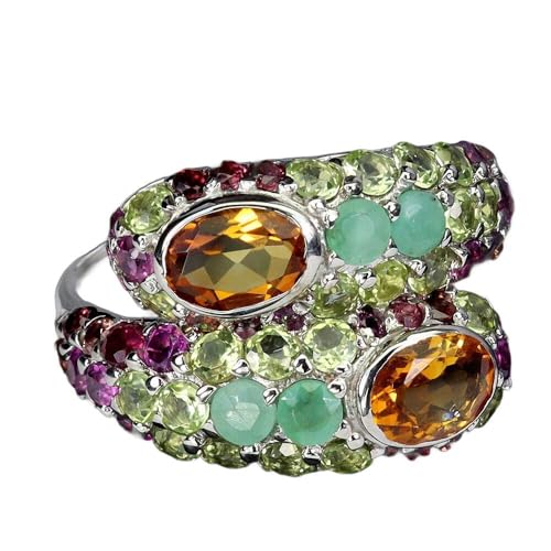 925 Ring Natur Smaragde Zitrone Granat Olivine r 19 Schlange, Single 925 Ring Natur Smaragde Zitrone Granat Olivine r 19 Schlange, Single von Generic
