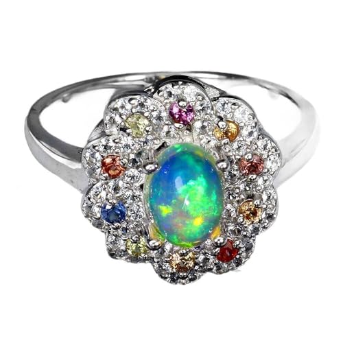 925 Ring r 14 Natur Feueropal Saphir Songea weiß Topase, Single 925 Ring r 14 Natur Feueropal Saphir Songea weiß Topase, Single von Generic
