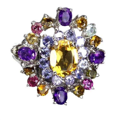 925 Ring r 14 natürliche Amethyste Citrin Turmaline Tansanite, Single 925 Ring r 14 natürliche Amethyste Citrin Turmaline Tansanite, Single von Generic