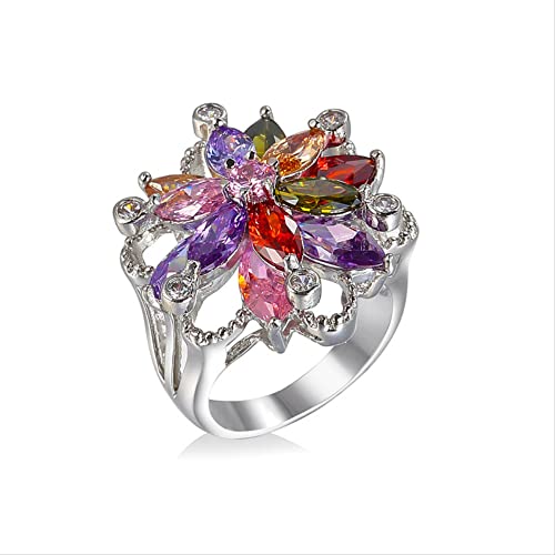 925 Schmuck Bunte Blumen Topaz Ringe Kubikzirkon Frauen Ring Engagement Hochzeit 925 Schmuck Bunte Blumen Topaz Ringe Kubikzirkon Frauen Ring Engagement Hochzeit von Generic