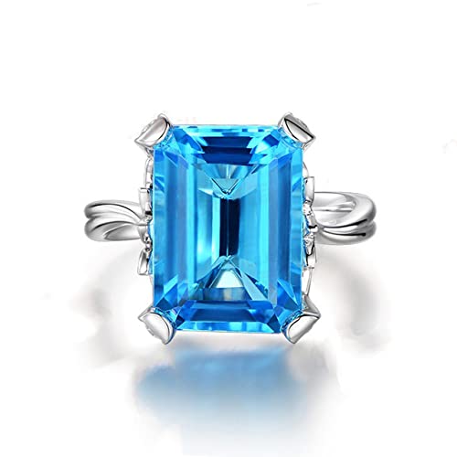 925 Schmuckring Aquamarine Sapphire Party Ringe Schmuck Frau Hochzeit Hochzeit von Generic