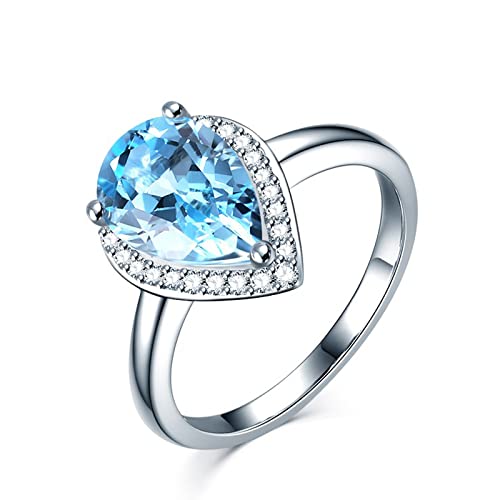 925 Schmuckring Frau Aquamarin Wasser Drop Ring Schmuck Hochzeit Hochzeit von Generic
