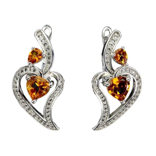 925 Schöne Silber Ohrringe Natur Zitrone weiß Topas Herz 2 von Generic
