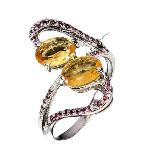 925 Schöner eleganter Ring Natur Granat Zitrone r 19.5 von Generic