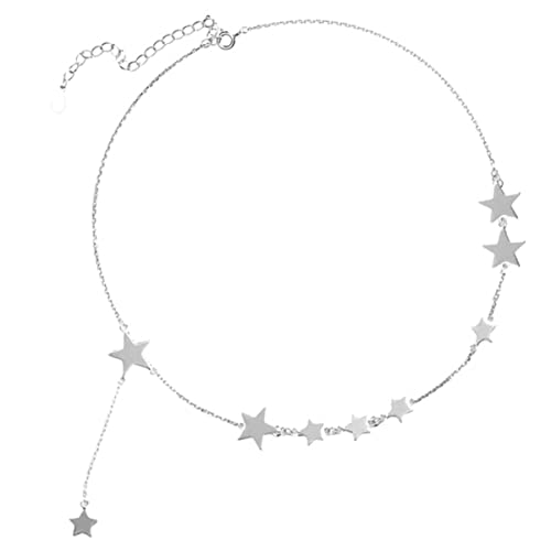 925 Silber Charme Halskette Für Frauen Trendy Einfache Sterne Anhänger Quaste Schlüsselbein Kette Party Schmuck Geschenk Zubehör von Generic