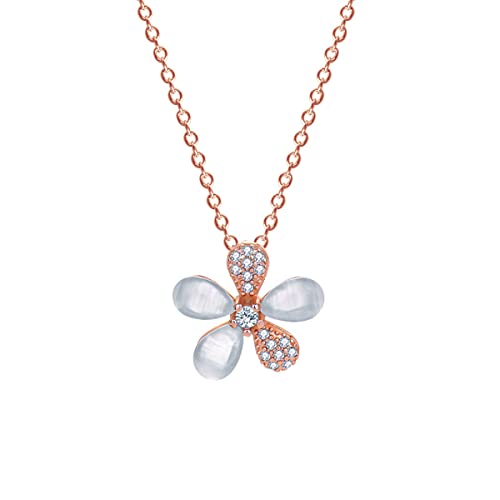 925 Silber Kristall Opal Blume Anhänger Charm Halsketten Anhänger Choker Statement Halskette für Frauen Geschenk von Generic