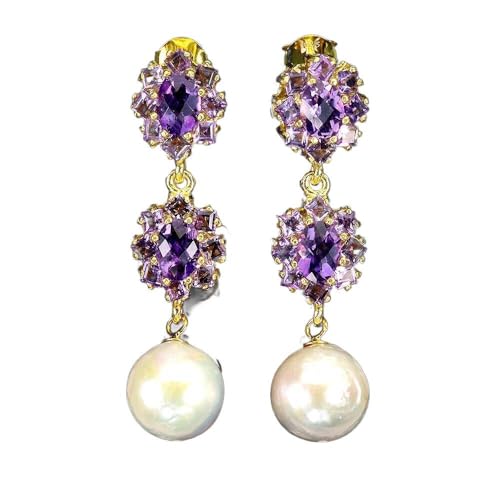 925 Silber Ohrhänger Naturamethyst Perlen 4 von Generic