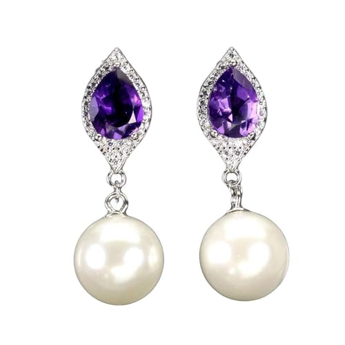925 Silber Ohrhänger natur Amethyst Perlmutt 4 von Generic