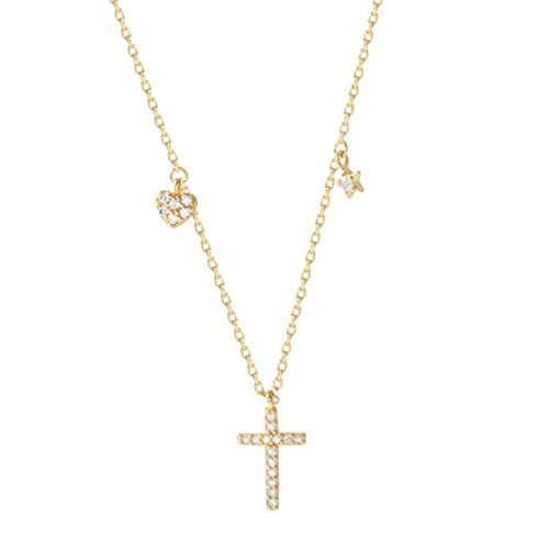 925 Silber Quaste Kristall Herz Stern Kreuz Charm Anhänger Halsband Halskette Für Mädchen Frauen Aussage Hochzeit Schmuck Geschenk von Generic