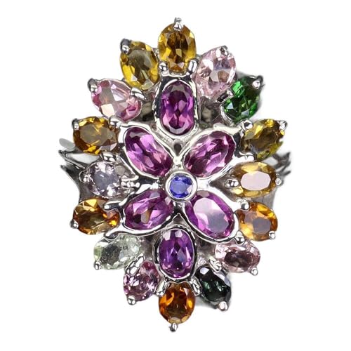 925 Silber Ring r 19 Natur Granat Rhodolith Turmalin Saphir, Single 925 Silber Ring r 19 Natur Granat Rhodolith Turmalin Saphir, Single von Generic