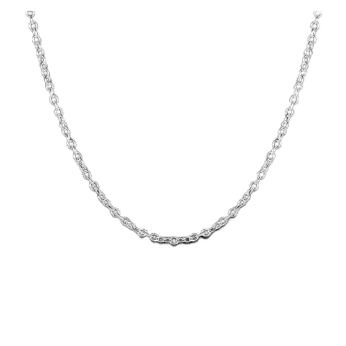 925 Silber Runde Kette Damen Halskette 45-60 cm Party Hochzeit Schmuck Weihnachten Geschenk Anhänger, Einheitsgröße, 50 cm, Achat von Generic