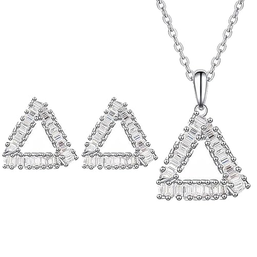 925 Silber Schmuck 2-teiliges Halsketten- und Ohrring-Set CZ Wunderschönes Hochzeitsset im Rundschliff von Generic
