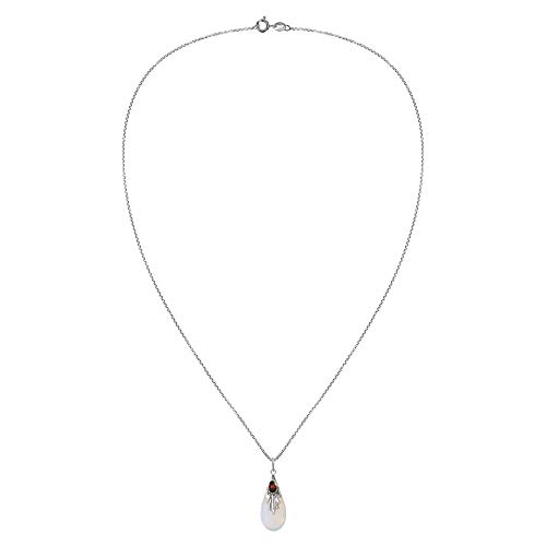 925 Silber Weißer Mondstein Halskette Tränen Wassertropfen Verlobung Hochzeit Schmuck Rot Exquisite Verarbeitung Langlebig und attraktiv von Generic
