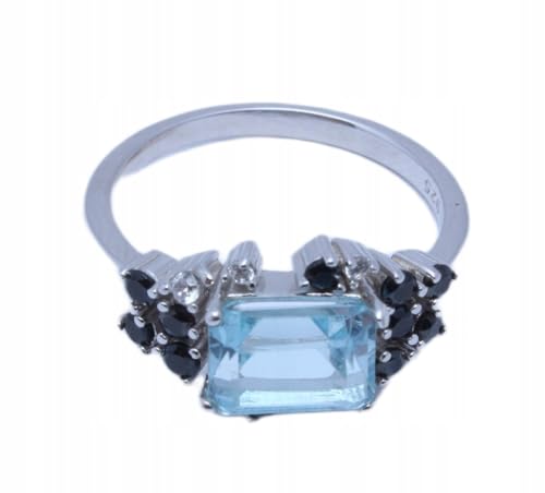 925 Silber eleganter Ring Natur Sky Topas Schwarz Spinelle r 14.5 von Generic