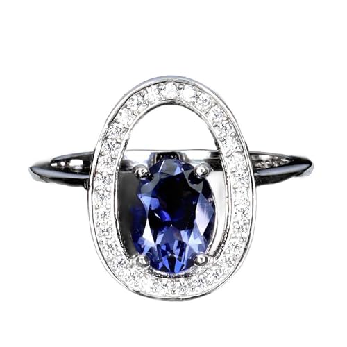 925 Silber eleganter feiner Ring Natur Iolith Zirkonia r 14 von Generic