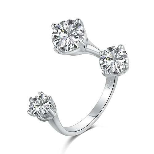 925 Sterling Silber 18K Vergoldung Damen Schmuck Verstellbar 5A CZ Zirkonia Verlobungsring von Generic