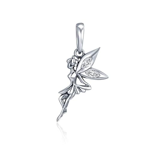 925 Sterling Silber Blume Fee Baumeln Anhänger Charms Fit Frauen Charm Armbänder Halsketten Schmuck von Generic
