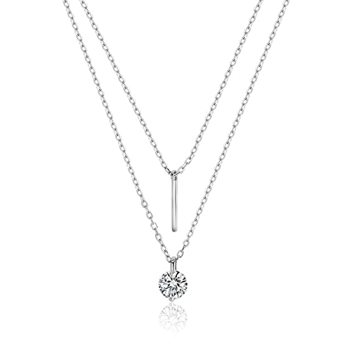 925 Sterling Silber Doppel Schicht Schlüsselbein Kette Zirkon Runde Perle Choker Halskette Für Frauen Party Hochzeit Schmuck Geschenk 925 Sterling Silber Doppel Schicht Schlüsselbein Kette Zirkon Runde Perle Choker Halskette Für Frauen Party Hochzeit Schmuck Geschenk von Generic