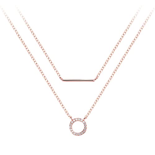 925 Sterling Silber Doppelschicht Kreis Charm Halsketten Anhänger Choker Aussage Halskette Für Frauen Partei Schmuck Geschenk von Generic