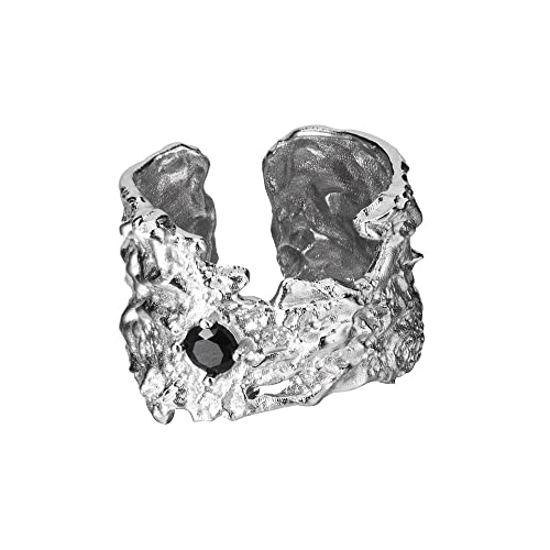 925 Sterling Silber Einfache Einzigartige Chunky Texture Punk Einstellbare Ringe für Mädchen von Generic