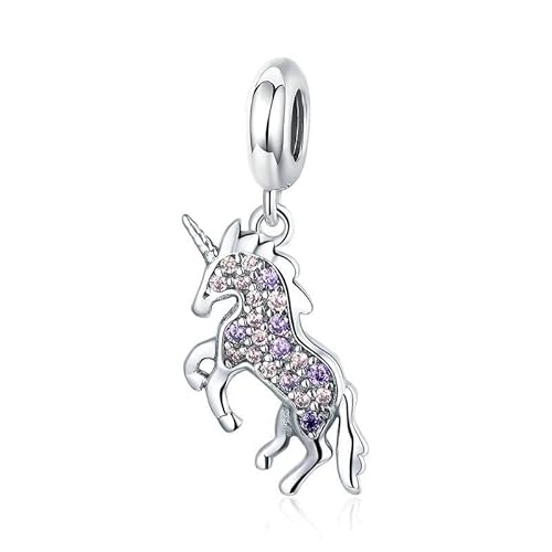 925 Sterling Silber Einhorn Memory Anhänger Bunte CZ Tier Charms Passend für Damen Armbänder Halsketten Schmuckherstellung von Generic