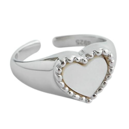 925 Sterling Silber Einzigartiges Design Muschel Herz Verstellbarer offener Ring Minimalistischer Damenschmuck von Generic
