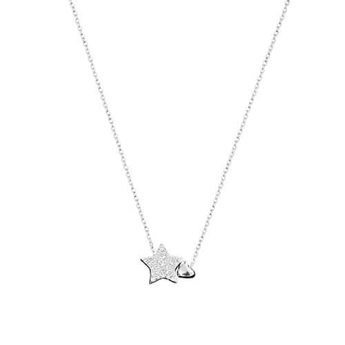 925 Sterling Silber Gliederkette Zirkon Stern Herz Charm Halskette Anhänger für Frauen Hochzeit Schmuck Zubehör Halsband Geschenk 925 Sterling Silber Gliederkette Zirkon Stern Herz Charm Halskette Anhänger für Frauen Hochzeit Schmuck Zubehör Halsband Geschenk von Generic