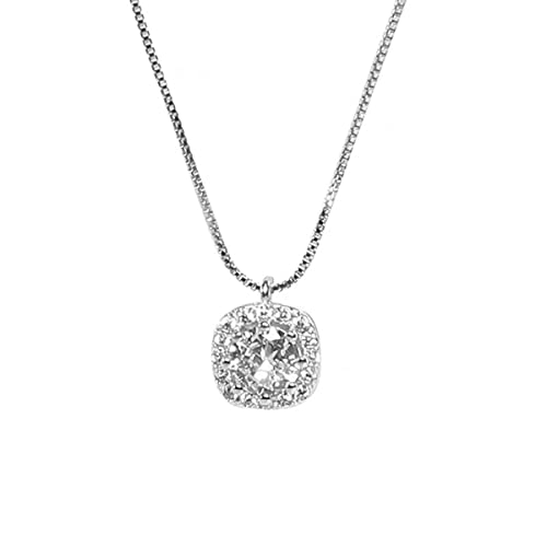 925 Sterling Silber Halskette AAA CZ Zirkonia Quadrat Charm Anhänger Halskette Für Frauen Mädchen Kette Collares Kolye Choker Geschenk von Generic