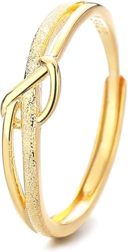 925 Sterling Silber Knoten Öffnender Minimalistischer Verstellbarer Ring Damen Boho Stapelbarer Schmuck von Generic
