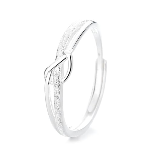 925 Sterling Silber Knoten Öffnender Minimalistischer Verstellbarer Ring Damen Boho Stapelbarer Schmuck von Generic