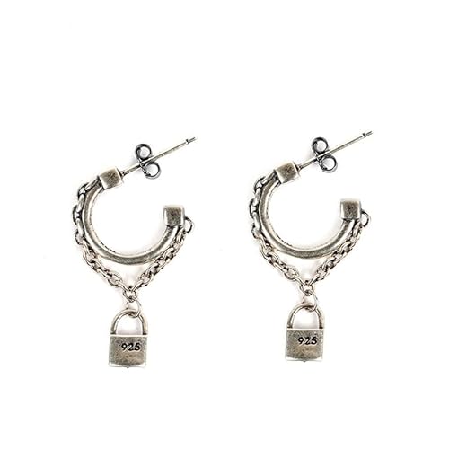 925 Sterling Silber Kreative Gothic Schloss Quaste Kette Ohrringe Mode-Design Street Hip Hop Punk Ohrring Schmuck von Generic