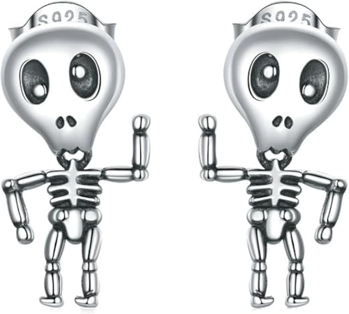 925 Sterling Silber Kreative Persönlichkeit Punk Totenkopf Ohrstecker für Mädchen Frauen von Generic