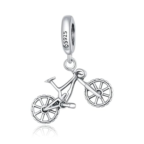 925 Sterling Silber Kristall Fahrrad Form Anhänger Charms Fit Original Armbänder Halsketten DIY Schmuck von Generic