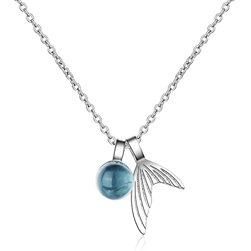 925 Sterling Silber Kristall Meerjungfrau Schwanz Charm Statement Halskette für Frauen Anhänger Hochzeit Party Geburtstag Schmuck Geschenk von Generic