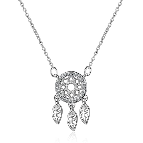 925 Sterling Silber Kristall Traum Catcher Quaste Feder Pendent Halskette Für Frauen Mädchen Partei Schmuck Halsband Kragen Geschenk von Generic