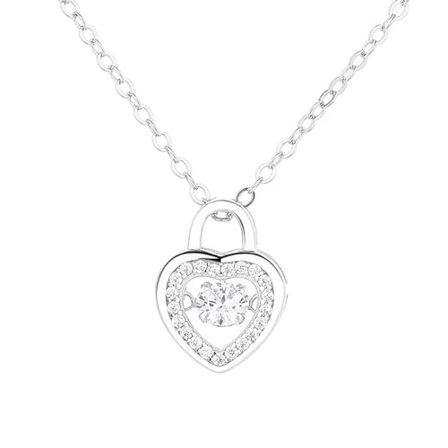 925 Sterling Silber Liebesschloss Halskette Damen Liebe Zirkon Schlüsselbeinkette Mode Silberschmuck 925 Sterling Silber Liebesschloss Halskette Damen Liebe Zirkon Schlüsselbeinkette Mode Silberschmuck von Generic