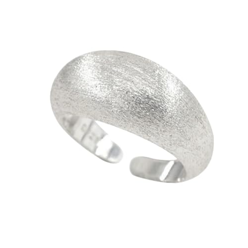 925 Sterling Silber Minimalistischer matt gebürsteter verstellbarer Ring Damenmode Persönlichkeit offener Schmuck Zubehör von Generic