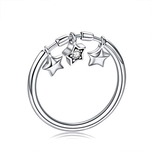 925 Sterling Silber Mode Funkelnde Stern Fingerringe für Frauen Hochzeit Verlobungsring Schmuck von Generic