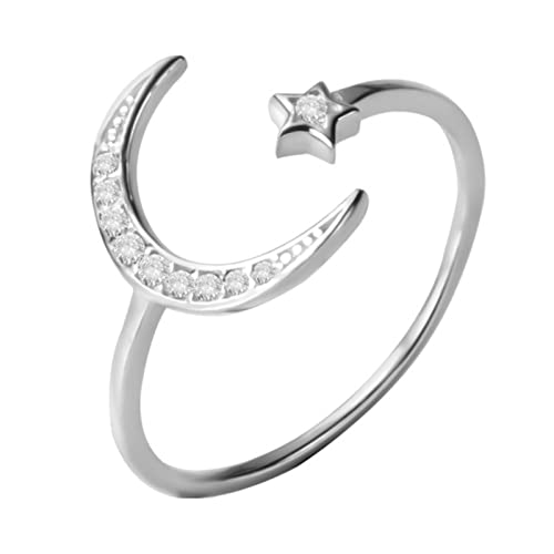 925 Sterling Silber Mode Mond Sterne Cz Öffnung Ring für Frauen Hochzeit Party S925 Schmuck 925 Sterling Silber Mode Mond Sterne Cz Öffnung Ring für Frauen Hochzeit Party S925 Schmuck von Generic