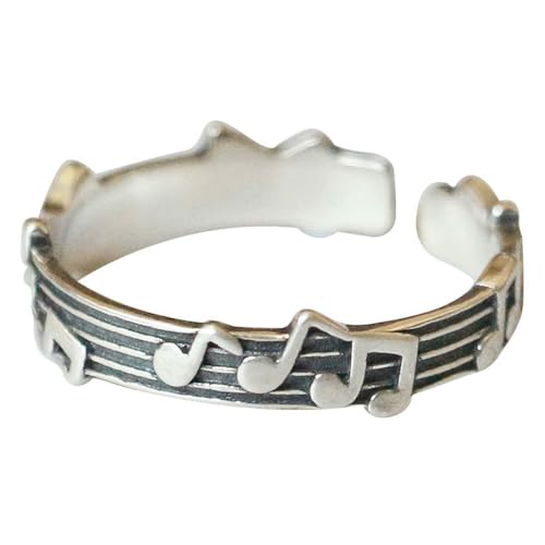 925 Sterling Silber Musiknote Ring für Frauen Vintage verstellbar offen minimalistischen Schmuck von Generic