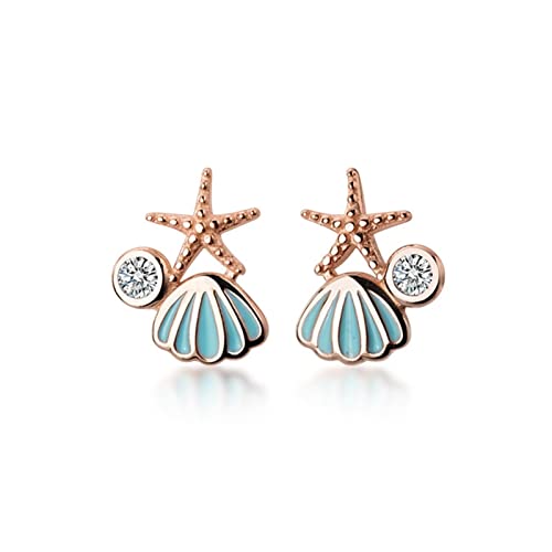 925 Sterling Silber Niedliche Muschel Seestern Ohrstecker Damen Modeschmuck von Generic