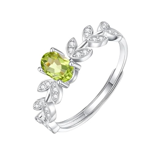 925 Sterling Silber Ringe Für Frauen Echter Topas Peridot Rubin Solitär Ovaler Verlobungsring Für Frauen Und Mädchen Verstellbar Statement Zirkonia Jubiläumsband Geschenk Peridot von Generic