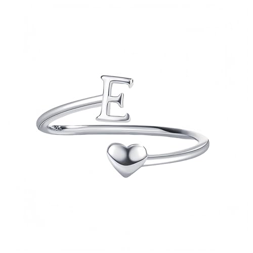 925 Sterling Silber Ringe Für Frauen Silberner Ring Mit Dem Buchstaben A Bis Z Für Damen Und Herren,Verstellbar,Herzförmig,Stapelbar,Daumenring,Modisch,Poliert,Verlobungsring,Hochzeitsversprechen, von Generic