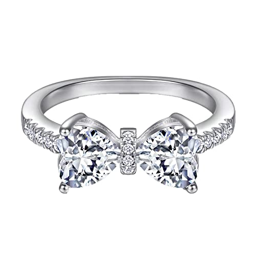 925 Sterling Silber Schleifenknotenform Weißer Zirkonia Vintage Verlobungsringe für Damen von Generic