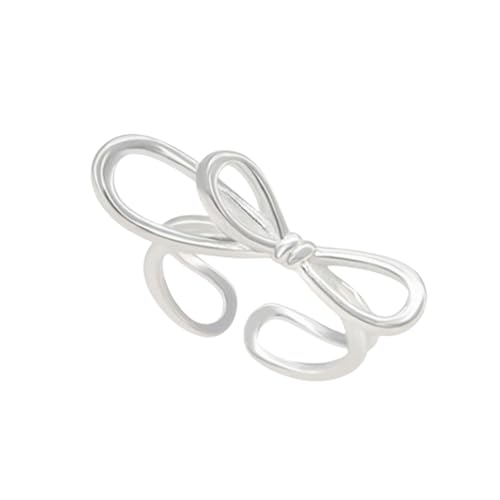 925 Sterling Silber Schleifenring für Damen Minimalistisches Liniendesign Verstellbar Eleganter Schmuck von Generic