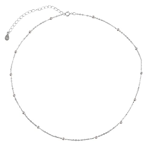 925 Sterling Silber Schlüsselbein Kette Runde Perle Charm Anhänger Halskette Für Frauen Mädchen Statement Schmuck Geschenk von Generic