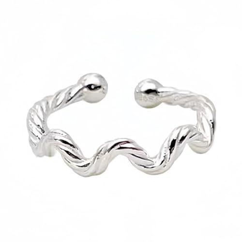 925 Sterling Silber Twist Wave Ring für Frauen Minimalistischer Spiral-Fingerschmuck Einzigartiges asymmetrisches Design von Generic