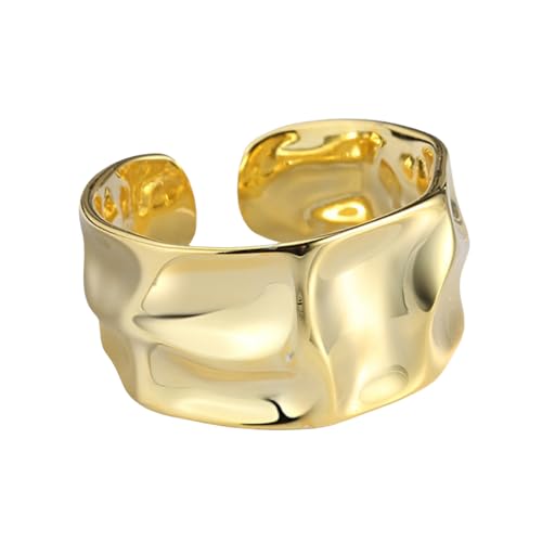 925 Sterling Silber Unregelmäßiges Oberflächendesign Strukturierter Weit Offener Ring für Damen Moderner Minimalistischer Schmuck von Generic