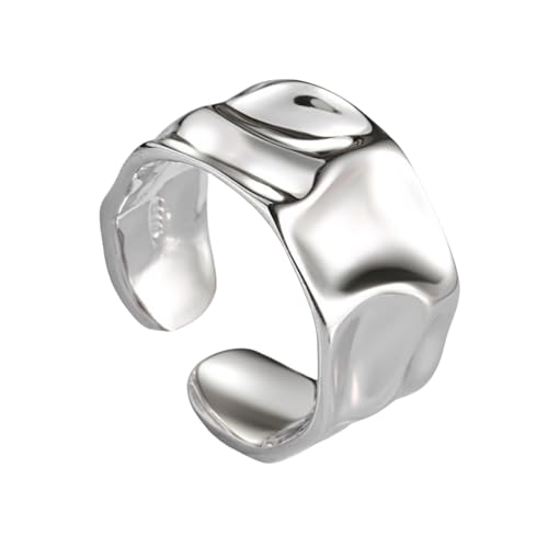 925 Sterling Silber Unregelmäßiges Oberflächendesign Strukturierter Weit Offener Ring für Damen Moderner Minimalistischer Schmuck von Generic